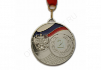 Медаль КМ12 "Герб" Серебро с лентой, 64 мм