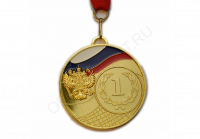 Медаль КМ12 "Герб" Золото с лентой, 64 мм