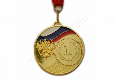 Медаль КМ12 "Герб" Золото с лентой, 64 мм