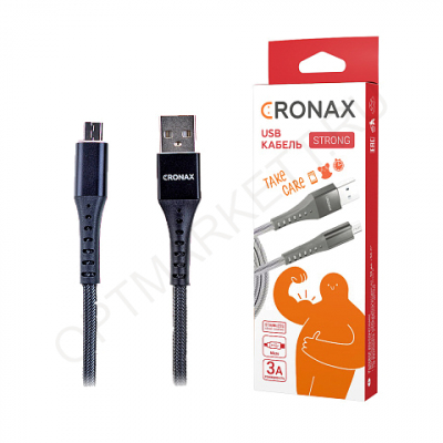 Кабель USB CRONAX Strong ST-01t (3A - 1 м.) резиновый с металлической оплёткой (разъём Type-C, цвет 