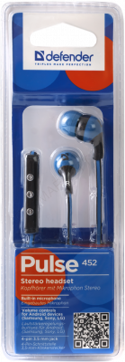 Наушники с микрофоном Defender Pulse 452 синие (63452)