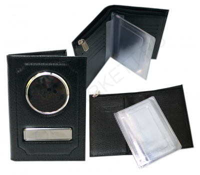 Обложка-портмоне 3 в 1 "Флотер" с металл. вставками в комплекте с линзами, цвет черный