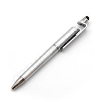 Ручка автоматическая КР04 со стилусом и подставкой для телефона, цвет серебро