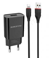 Сетевое з/у Borofone BA19A (1A - 1 USB) адаптер (цвет черный, в блистере)						