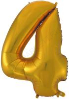 Воздушный шар (34''/86 см) Цифра, 4, Золото, 1 шт.