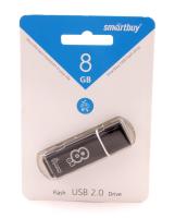 Флеш-накопитель 8Gb SmartBuy Glossy series, USB 2.0, пластик, чёрный