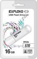 Флеш-накопитель 16Gb Exployd 570, USB 2.0, пластик, белый